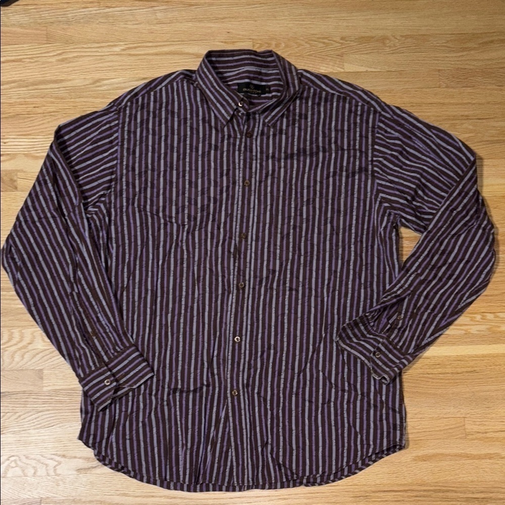 BUGATCHI Uomo 100% Cotton Long Sleeved Button Down Dress Casual Shirt